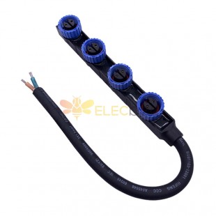 Conector à prova d'água tipo F M15 2 pinos LED de aviação industrial Conector de alimentação quatro fêmeas com cabo quadrado de 1,5