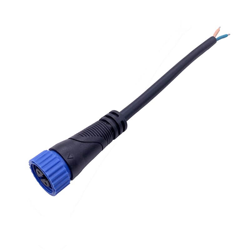Enchufe impermeable M15 IP67 9A Industry Connector 2 Pin Hembra con cable cuadrado 1.0 0.3 metros