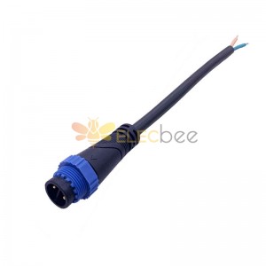 M15 Waterproof Plug IP67 9A Industry Connector 2 Pin Male Head with 1.0 Square Male Connector 0.3 Meter