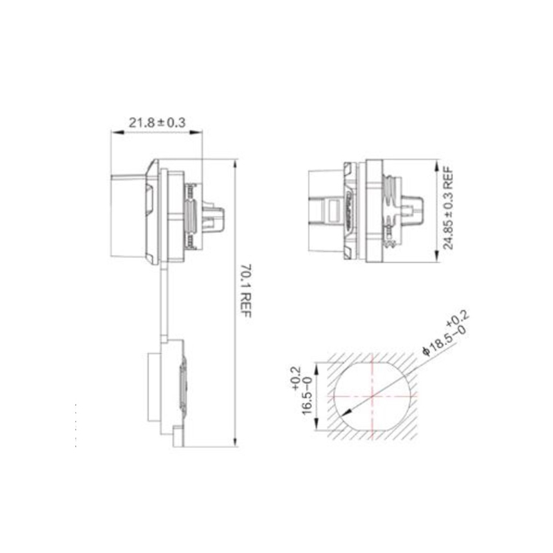 LP-16 power chassis connector M16 4-pin female round max. 400 V 10 A IPX8