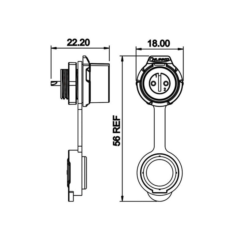 LP-12 power connector M12 2-pin female chassis Round 125 V 5 A IPX8