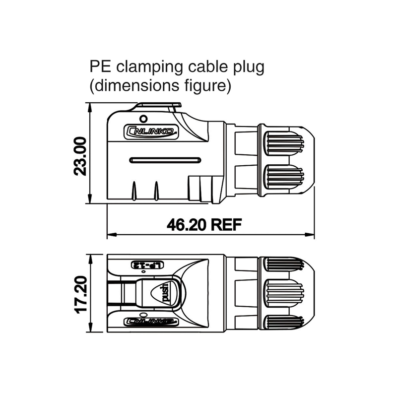 LP-12 power connector M12 4-pin male plug 125 V 5 A IPX8