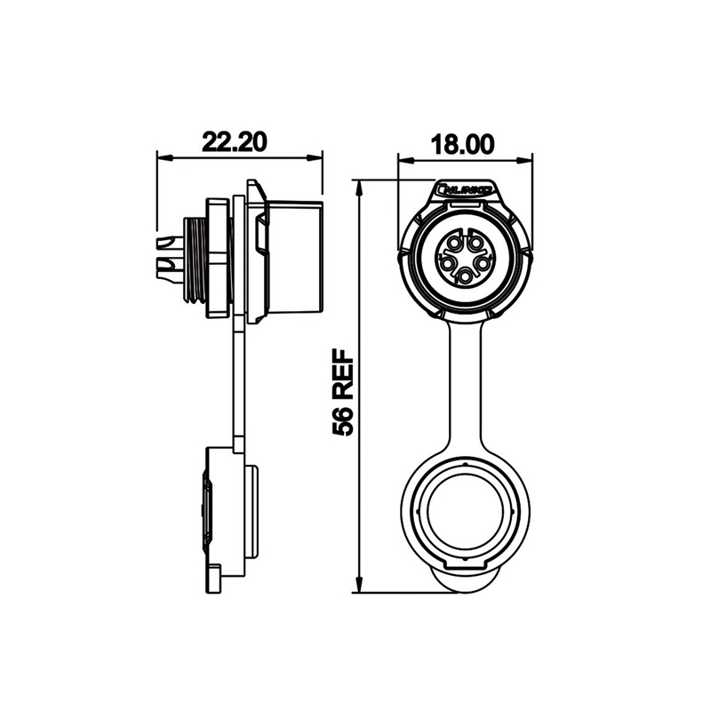 LP-12 multicore connector M12 5-pin female chassis Round 125 V 5 A IPX8