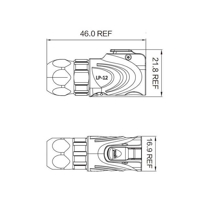 LP-12 power connector metal M12 3-pin male max. 125 V 5 A IPX8