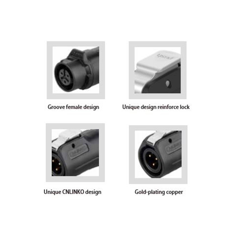 LP-12 power connector metal M12 3-pin female cable plug 125 V 5 A IPX8