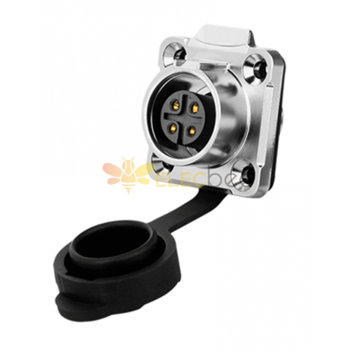 LP-16 Power Receptacle Metal M16 4 pole Female Flange max. 400 V 10 A IPX8