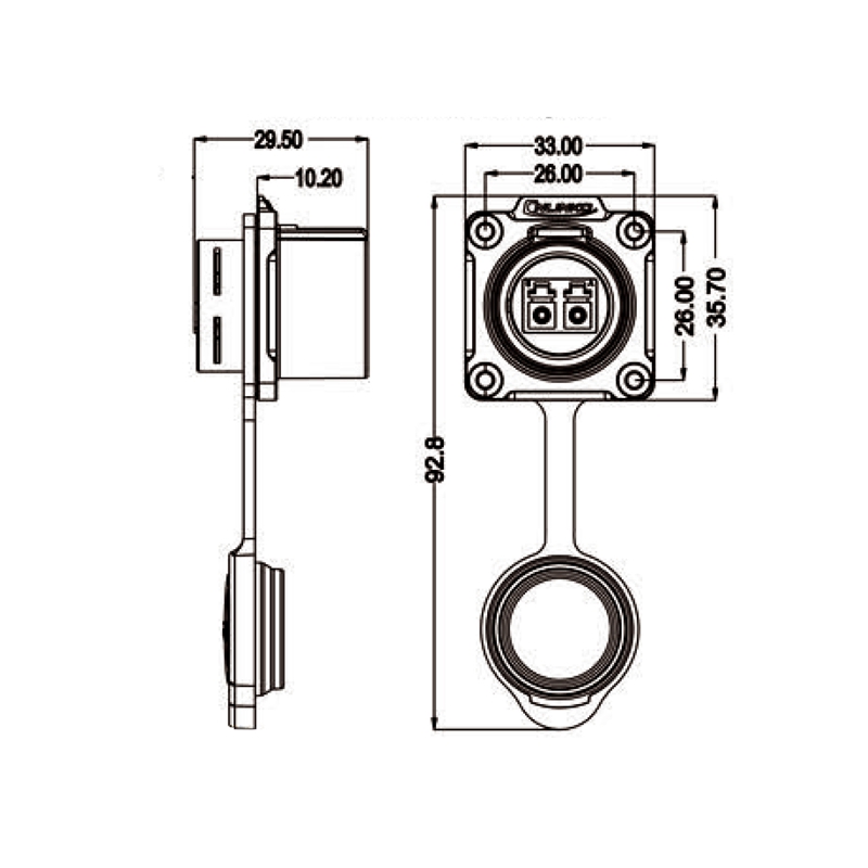 LP-24 fiber optic LC chassis connector IP67