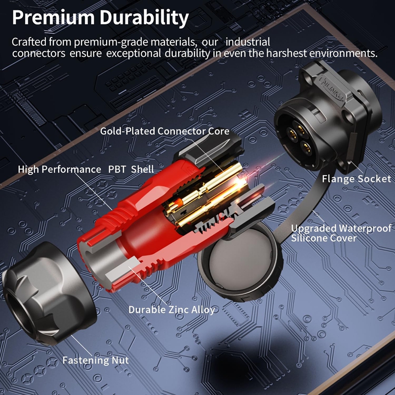 YM-20 power connector M20 3-pin male plug 500 V 20 A IP67