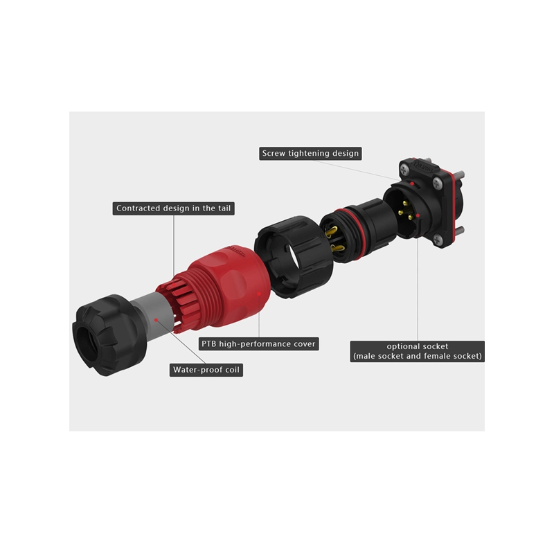 YM-20 power connector M20 3-pin female plug 500 V 20 A IP67