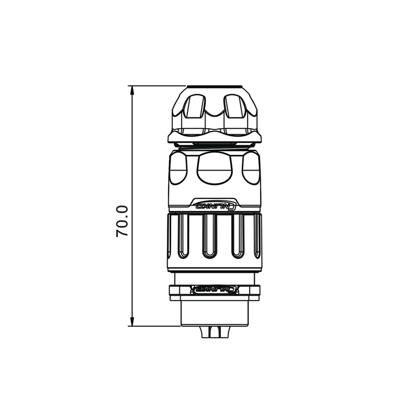 YM-20 power connector M20 2-pin male chassis square 500 V 20 A IP67