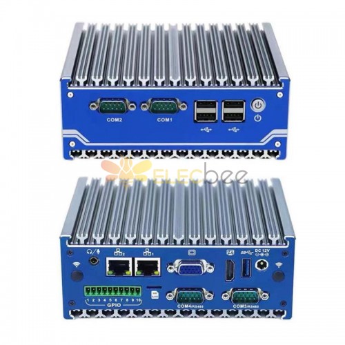 Fanless Mini Desktop Industrial Computer J1900 Rail with GPIO Fanless TPM RS232/RS485 Serial Port Control Computer