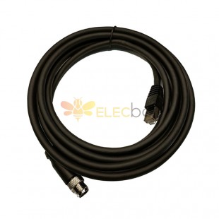 M12 X-coded to RJ45 Male 8Pin Industrial Network Cable 10 million times Gigabit Ethernet interface Cat5 Shielded cable for cognex 262 cameras