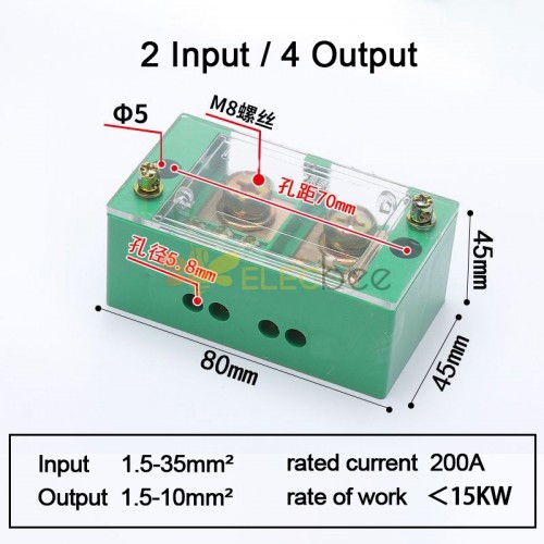 Schnellanschlusskasten, Drahtverteilerkasten, Verdrahtungsklemmenblock, 2 Eingänge, 4 Ausgänge, 2 Eingänge, 16 Ausgänge, Hochstrom-Klemmenblock, Null-Brand-Drahtzweige, parallel geschaltet