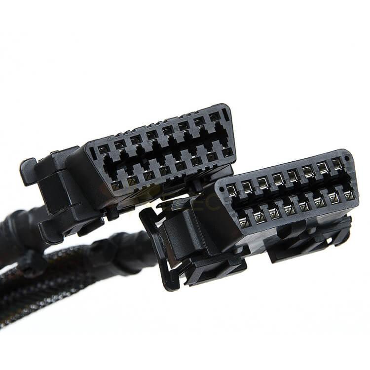 OBD2 J1962 Y Splitter Extension Cable 16 Pin Male To Dual Female Car Diagnostic Tools Automotive Wiring Harness 25Cm