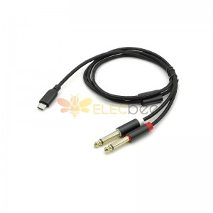 USB C Male To 2 Male 6.35mm Trs Audio Stereo Cable 1M