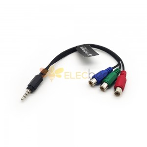 3,5 mm estéreo macho para 3 RCA fêmea Rgb adaptador Cbf cabo de sinal 0,3 M