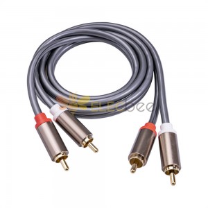 Aluminum Alloy Head 1 Meter Copper Core RCA Double Lotus Tv Set-Top Box Audio Signal Cable