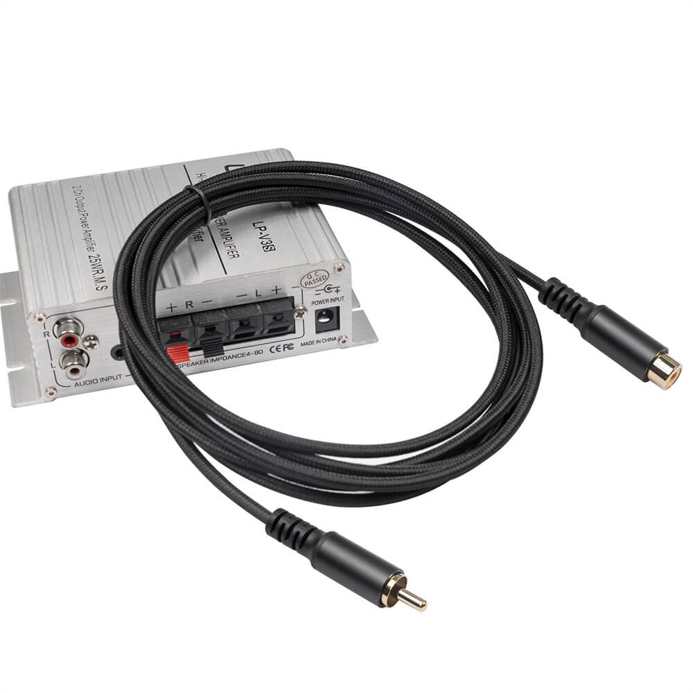 Cable de extensión de conector RCA macho a hembra 1 RCA a 1 RCA Cable de extensión coaxial de audio negro 1,8 M