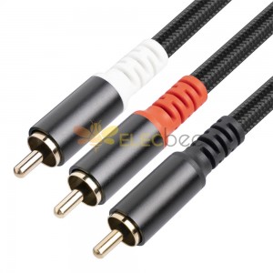 Cable RCA Y 1 RCA macho a 2 RCA macho Cable de audio estéreo Doble blindaje chapado en oro 1M Amplificador Mezclador de TV CD Reproductores de DVD Y Adap