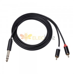 Câble de connexion audio mâle simple 6,35 mm TRS à 2 RCA mâle 1,5 m