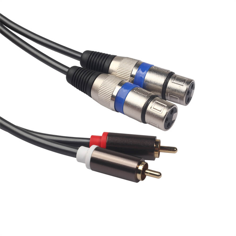 2 enchufes XLR hembra a 2 RCA macho Cable de Audio 1,5 M para amplificador caja de sonido