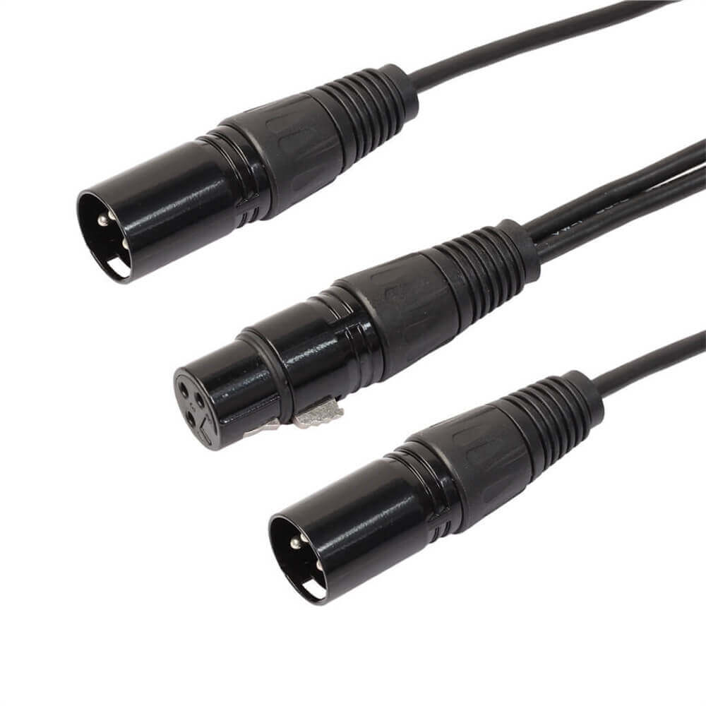 30Cm XLR Dişi - XLR Çift Erkek Y Ayırıcı Kablo