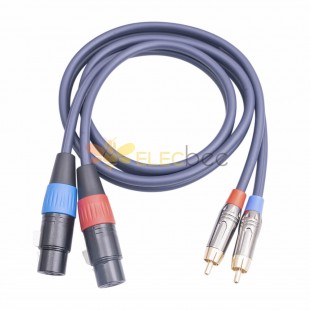 Двойной экранированный кабель 2RCA Male to 2XLR Female Double Lotus To Double Canon Audio Player Кабель-усилитель 1M