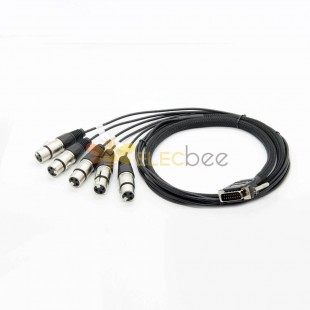 Codificador Cable de audio 15 pines macho DB15 a 5 XLR 3 pines hembra Audio 1M