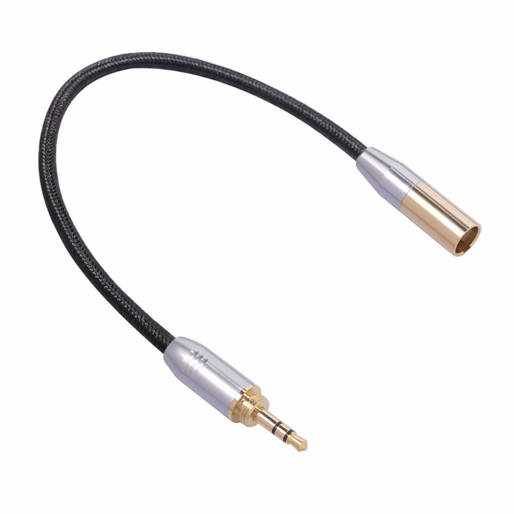 镀金头外螺纹3.5mm公转MINI XLR 3Pin公迷你卡农音频线0.3米