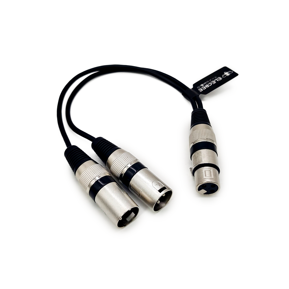 Cabo de microfone XLR fêmea para XLR macho duplo 0,3 m