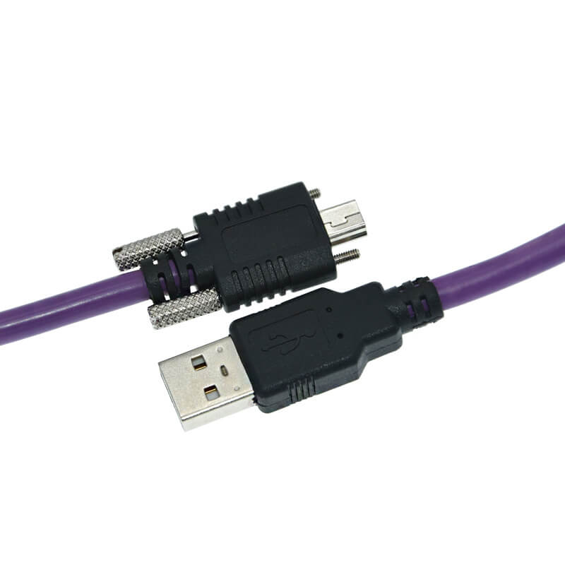 High Flex USB2.0 a Mini USB Industrial Camera Cable Shield con tornillo Cable de extensión USB 1 metro