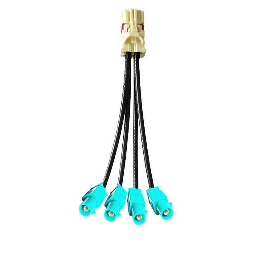 4 em 1 Mini FAKRA Straight B Code Female to Fakra SMB Z Code Straight Male Cable Vehicle Extension 50cm
