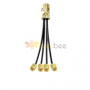 4 in 1 Mini FAKRA Straight B Code Female to SMA Straight Male Gold Plated Vehicle Cable Extension 50cm TE Connectivity