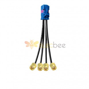 4 in 1 Mini FAKRA Straight C Code Female to SMA Straight Male Gold Plated Vehicle Cable Extension 50cm TE Connectivity