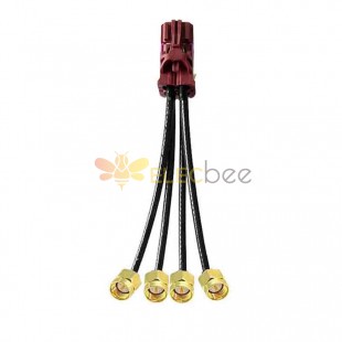 4 in 1 Mini FAKRA Straight D Code Female to SMA Straight Male Gold Plated Vehicle Cable Extension 50cm TE Connectivity