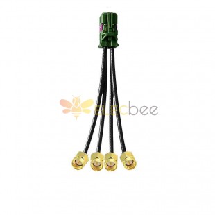 4 in 1 Mini FAKRA Straight E Code Female to SMA Straight Male Gold Plated Vehicle Cable Extension 50cm TE Connectivity