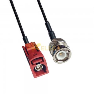 Fakra L Code Female to BNC Male Signal Vehicle Cable Extension RG316 0.5m