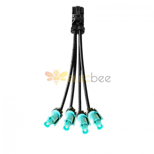 Mini FAKRA Straight A Code Female 4 in 1 to Waterproof Z Code Fakra Male Straight Vehicle Cable Extension 50cm TE Connectivity