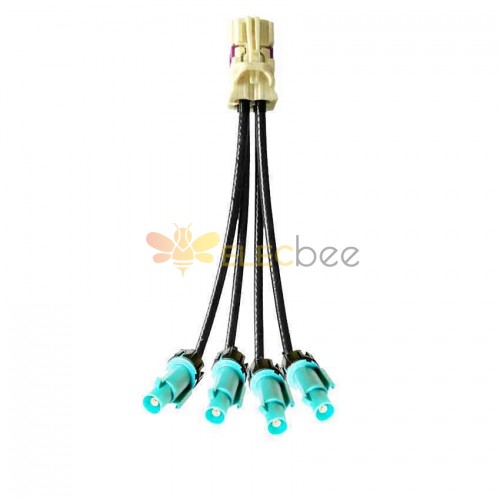 Mini FAKRA Straight B Code Female 4 in 1 to Waterproof Z Code Fakra Male Straight Vehicle Cable Extension 50cm TE Connectivity