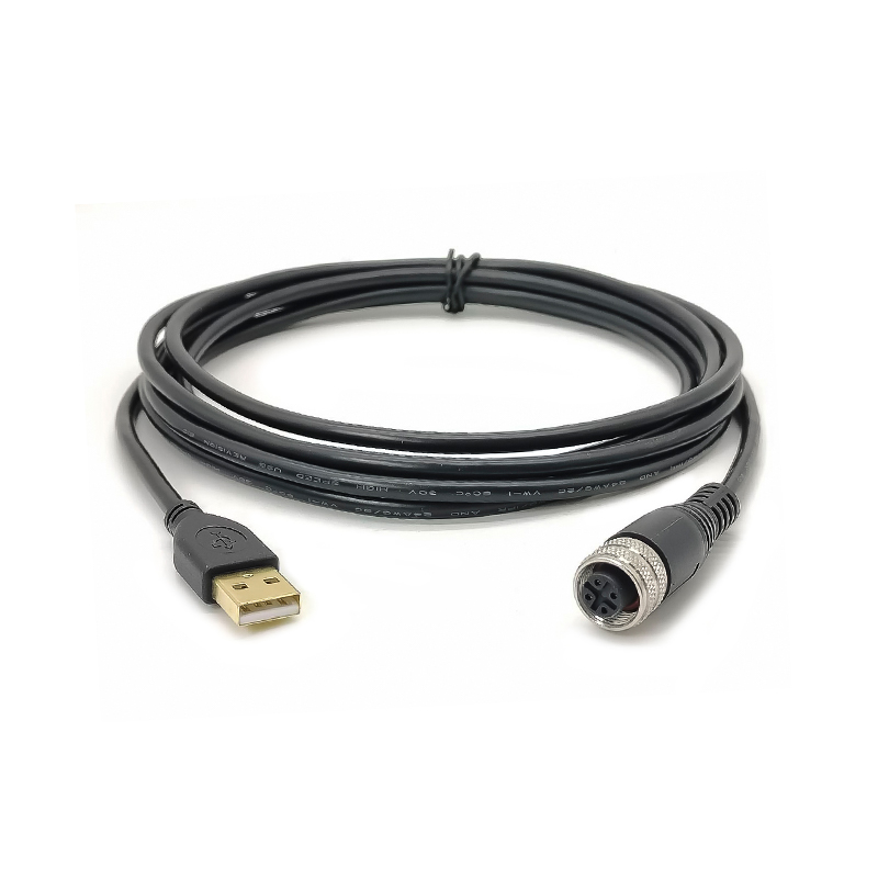 M12 4 Pin A Code Female to USB 2.0 A Male M12 to USB Cable Assembly 3M AWG26