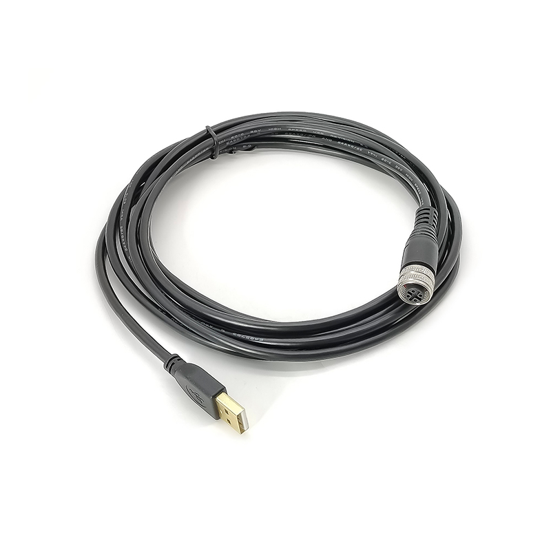 M12 4 Pin A Código Hembra a USB 2.0 A Macho M12 a USB Conjunto de cable 3M AWG26