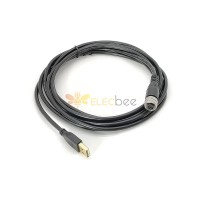 M12 4 Pin A Code Female to USB 2.0 A Male M12 to USB Cable Assembly 3M AWG26