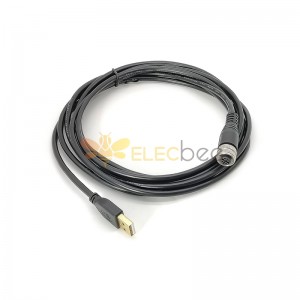 M12 A型4芯轉USB Type A公頭180度帶屏蔽M12轉USB接線3M AWG26