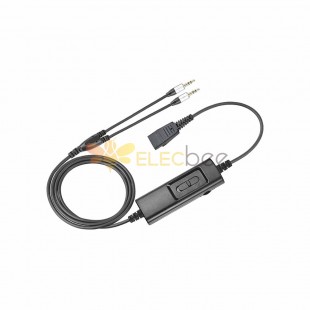 Câble d'entraînement Câble adaptateur QD avec bouton de sourdine compatible avec le câble adaptateur Jabra B19 Dual 3,5 mm vers Qd