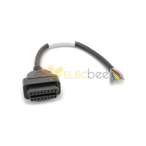 16Pin针母头连接线开口线ELM327延长线OBD2 Cable16芯线长30厘米