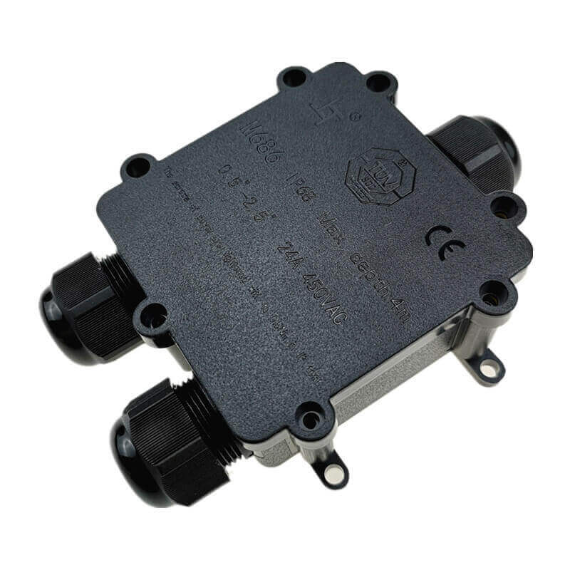 3 Pin IP68 Plastik Su Geçirmez Bağlantı Kutusu M686 Led Sokak Lambaları Için Mühürlenebilir Su Geçirmez Kutu Siyah Kablo