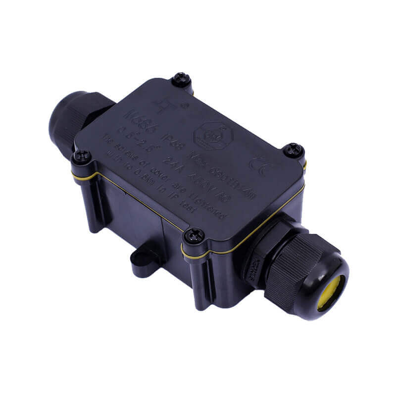 IP68塑料M686防水接线盒led路灯可灌胶防水盒M686黑色电缆接线盒2P