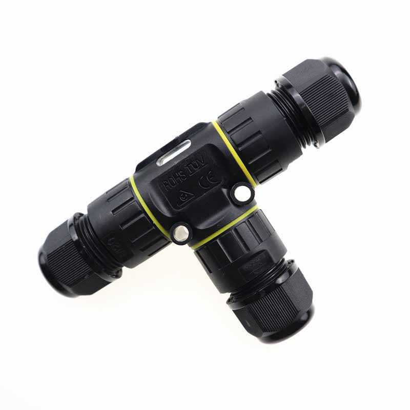 M20T 2 Pin Waterproof Connector 2 Pin T Shape Cable Terminal Block Junction Box Outdoor Lighting Electric Connection Box For 9-12mm Cable