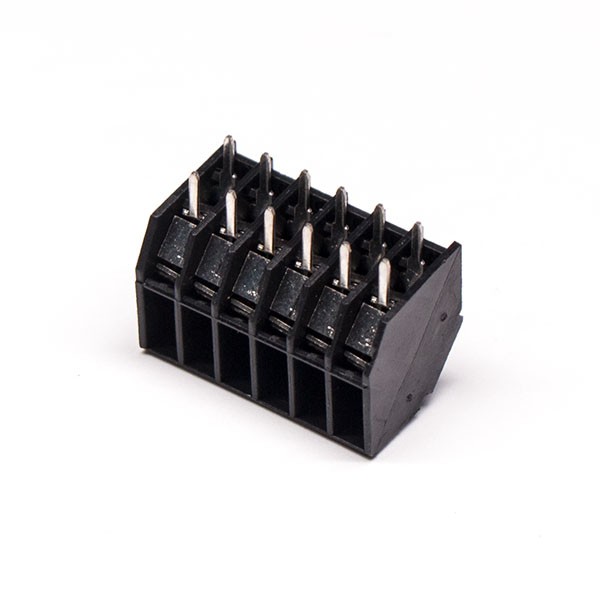 PCB Spring Loaded Terminal Block Black PCB Mount Straight Crimp Cable ...