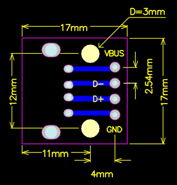 5pcs-USB-20-Female-Head-Socket-To-DIP-254mm-Pin-4P-Adapter-Board-1167635